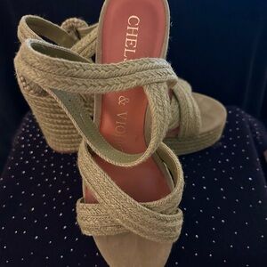 Chelsea & Violet Olive Espadrille Wedges